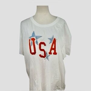 NWT Torrid white relaxed fit T-shirt with USA applique size 3-3X/22-24